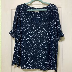 Loft flutter blouse with polka dot design